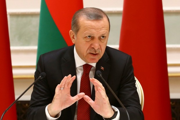 Turkish President Erdogan speaks during signing ceremony with Belarussian President Lukashenko in Minsk