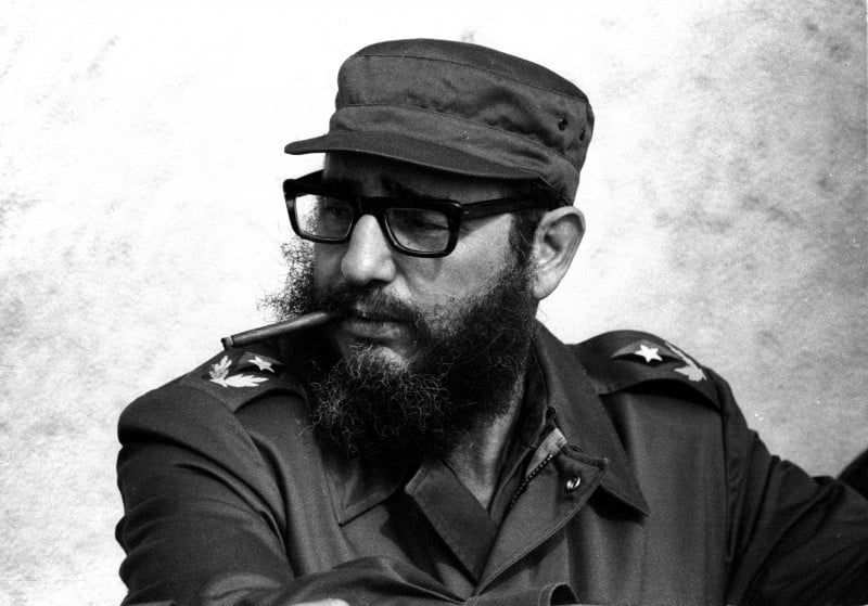 Then Cuban Prime Minister Fidel Castro attends manoeuvres during the 19th anniversary of his and his fellow revolutionaries arrival on the yacht Granma, in Havana in this November 1976 file photo. REUTERS/Prensa Latina/File Photo