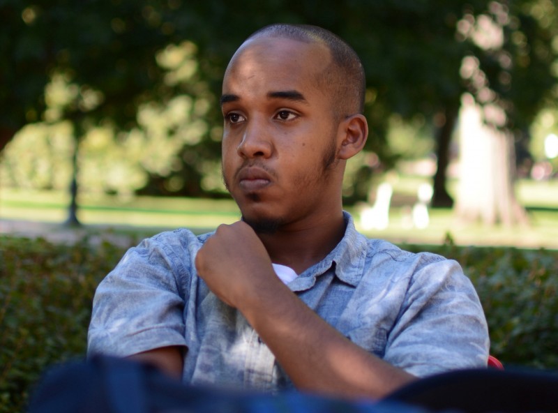 Abdul Razak Artan, a third-year student in logistics management, sits on the Oval in an August 2016 photo provided by The Lantern, student newspaper of Ohio State University in Columbus, Ohio. Courtesy of Kevin Stankiewicz for The Lantern/Handout via REUTERS