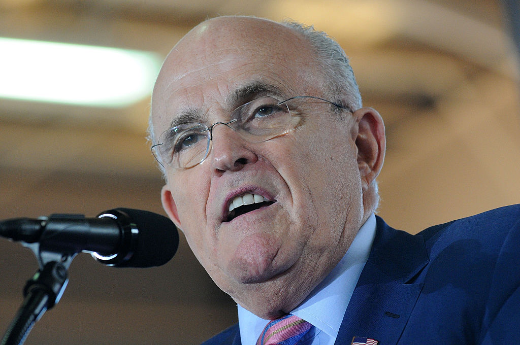 Rudy Giuliani speaks during a campaign rally for Republican presidential nominee Donald Trump at Southeastern Livestock Pavillion on October 12, 2016 (Getty Images)