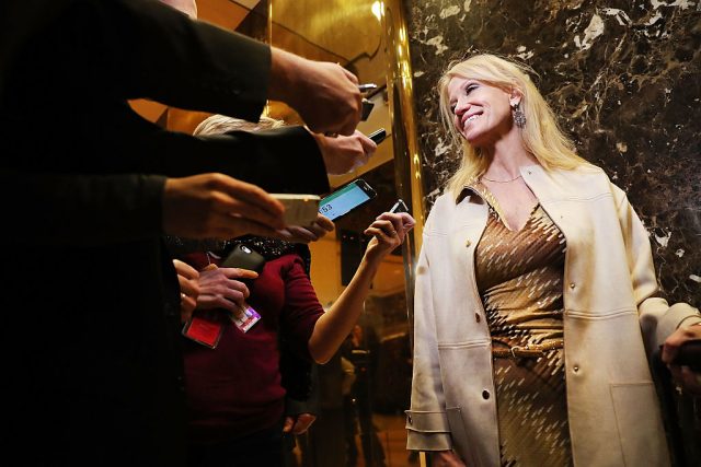 Kellyanne Conway speaks to reporters (Getty images)