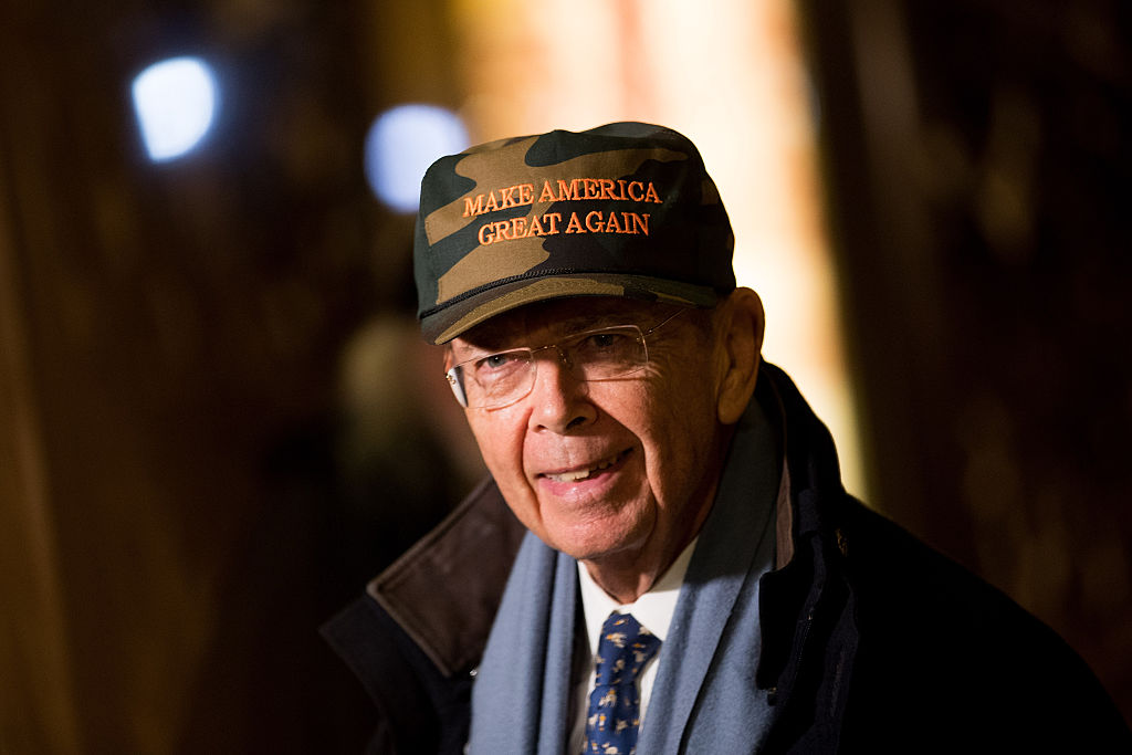 Wilbur Ross wears a Make America Great Again hat at Trump Tower in New York City (Getty Images\)