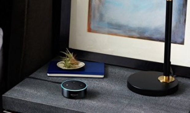 The Echo Dot is much smaller than the Echo (Photo via Amazon)