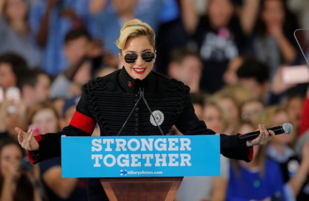 Music performances ahead of Democratic presidential nominee Hillary Clinton's campaign rally in Raleigh, North Carolina, USA. <P> Pictured: Lady Gaga <B>Ref: SPL1389181 081116 </B><BR /> Picture by: Chris Keane / Reuters / Splash<BR /> </P><P> <B>Splash News and Pictures</B><BR /> Los Angeles: