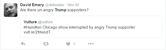 Snopes fact-checker stereotypes Donald Trump supporters as angry (Screenshot/Twitter)