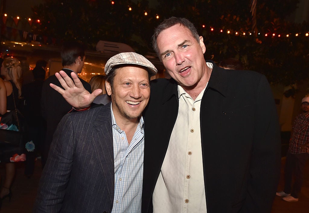 Rob Schneider poses for a photo with Norm Macdonald (Getty Images)