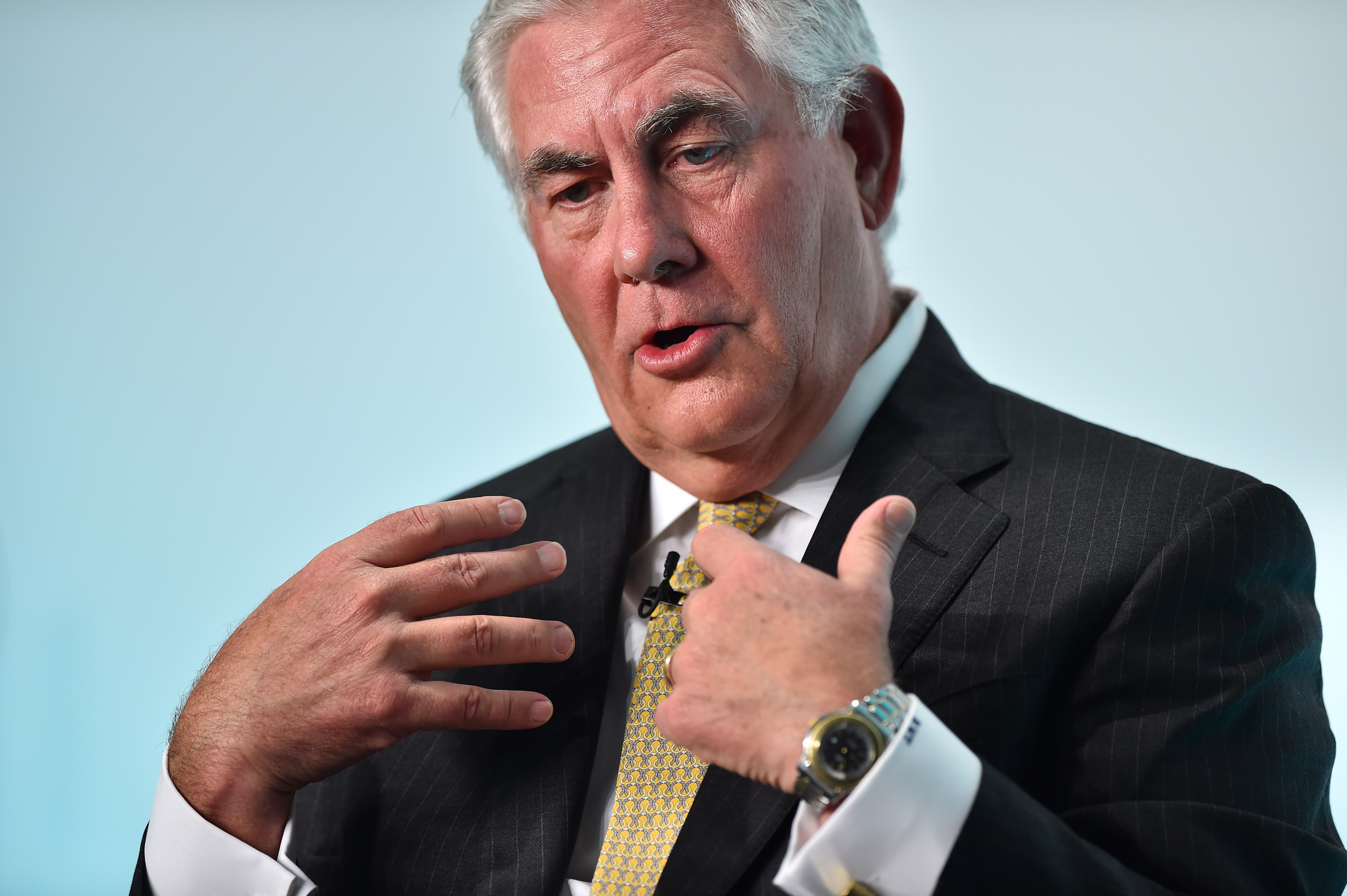 Rex Tillerson speaks during the 2015 Oil and Money conference in central London on October 7, 2015 (Getty Images)