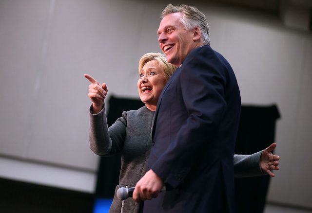 Clinton and McAuliffe.(Photo: Justin Sullivan/Getty Images)
