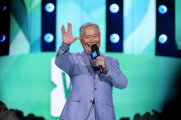 ST PAUL, MN - SEPTEMBER 20: George Takei speaks during WE Day Minnesota at Xcel Energy Center on September 20, 2016 in St Paul, Minnesota. (Photo by Adam Bettcher/Getty Images for WE)