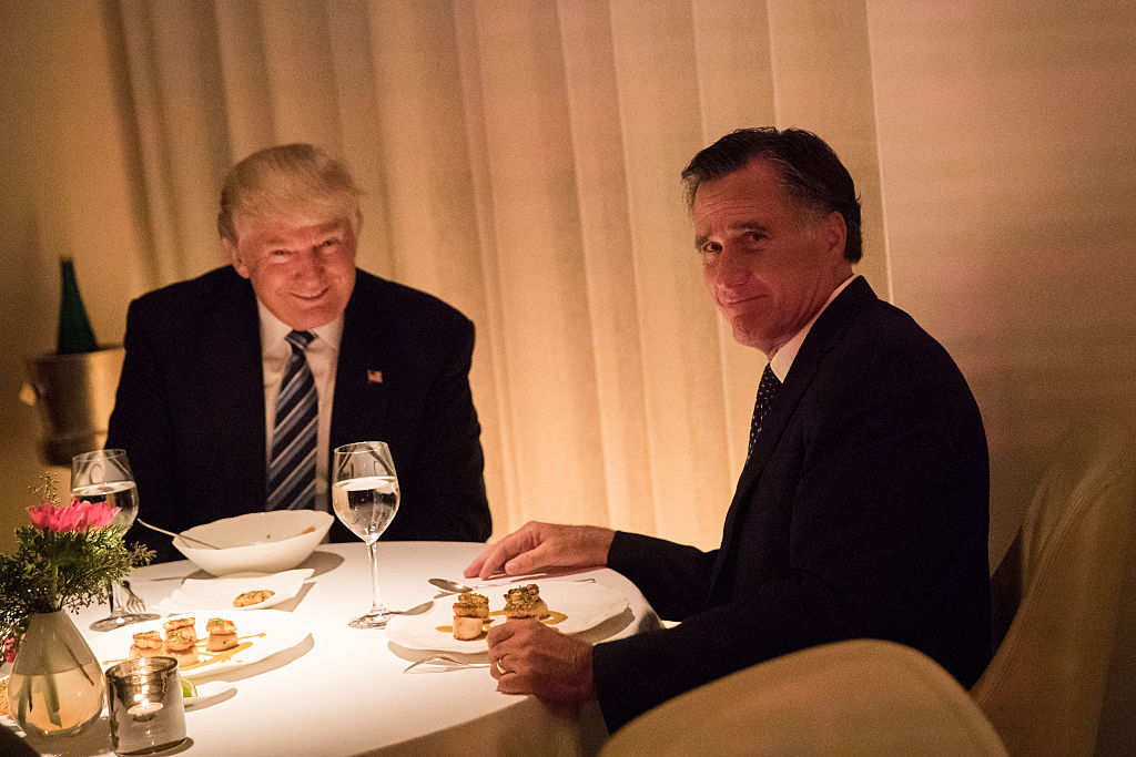 Donald Trump and Mitt Romney dine at Jean Georges restaurant on November 29, 2016 in New York City (Getty Images)