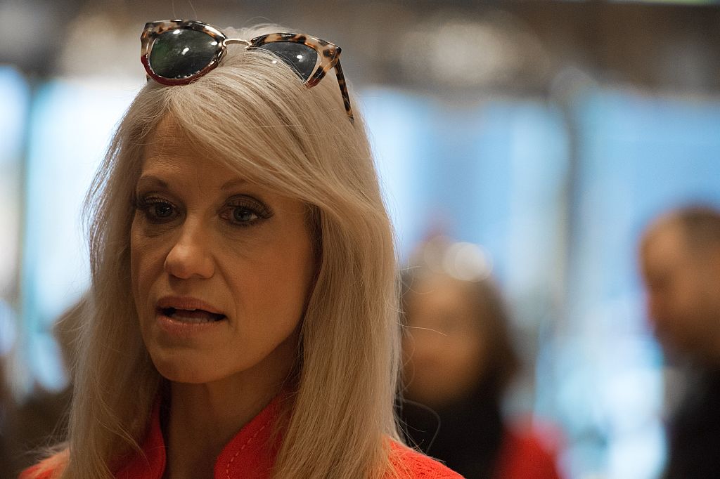 Kellyanne Conway speaks with the media in the lobby of Trump Tower on December 4, 2016 (Getty Images)