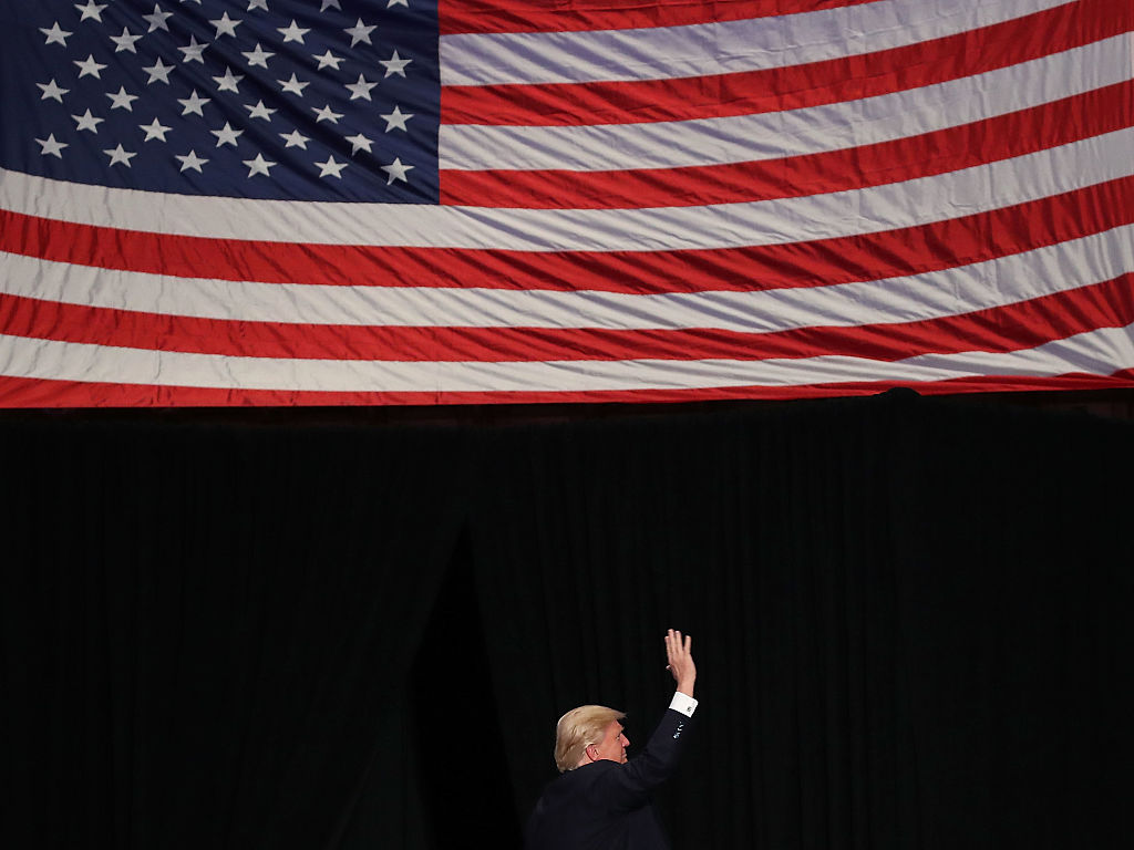 Donald Trump attends a victory rally in Hershey, PA (Getty Images)