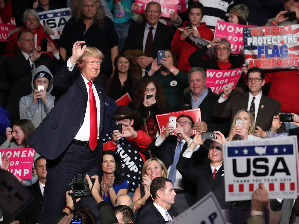 Donald Trump attends a victory rally in Hershey, PA (Getty Images)