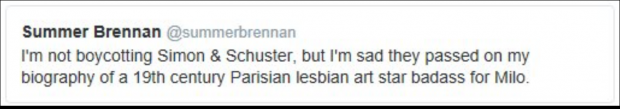 Summer Brennan deleted tweet (screencap)