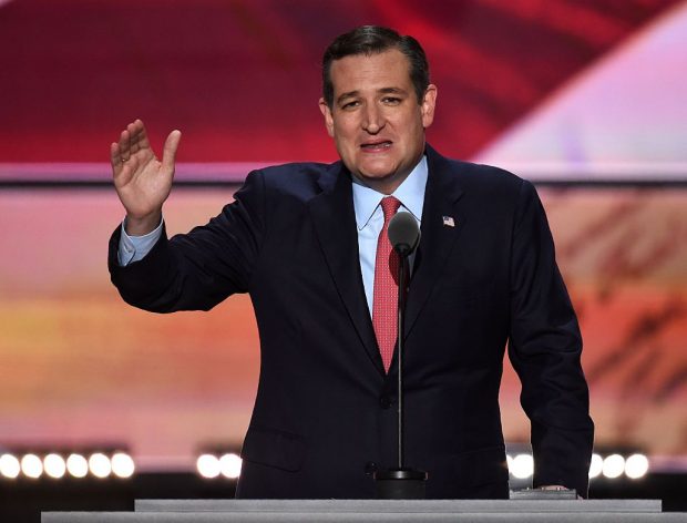 Senator Ted Cruz of Texas speaks on the third day of the Republican National Convention in Cleveland, Ohio, on July 20, 2016. (Photo credit: TIMOTHY A. CLARY/AFP/Getty Images)