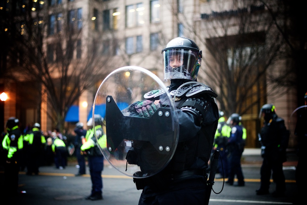 Riot police in position during the protest – Daily Caller – Abbey Jaroma