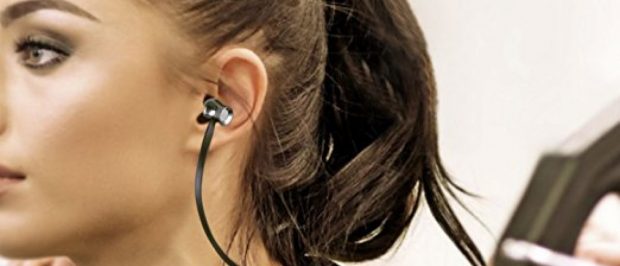 This girl is wearing Aukey wireless headphones (Photo via Amazon)