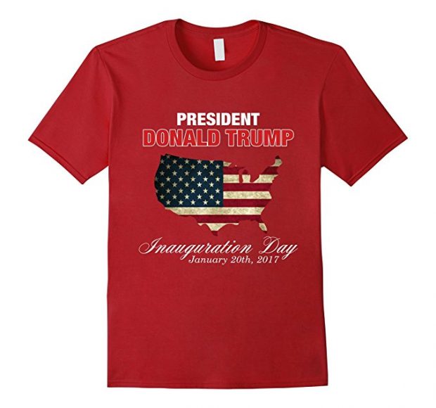 This inauguration shirt is available in cranberry (pictured), as well as black, navy, royal blue and brown (Photo via Amazon)