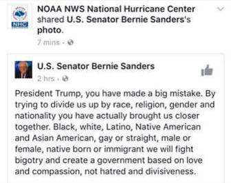 National Hurricane Center Bernie Sanders