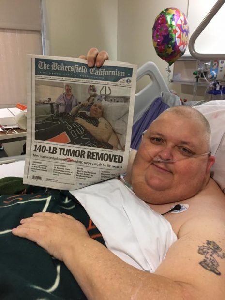 Roger Logan celebrates his successful surgery. (Photo used with permission from Kitty Logan)