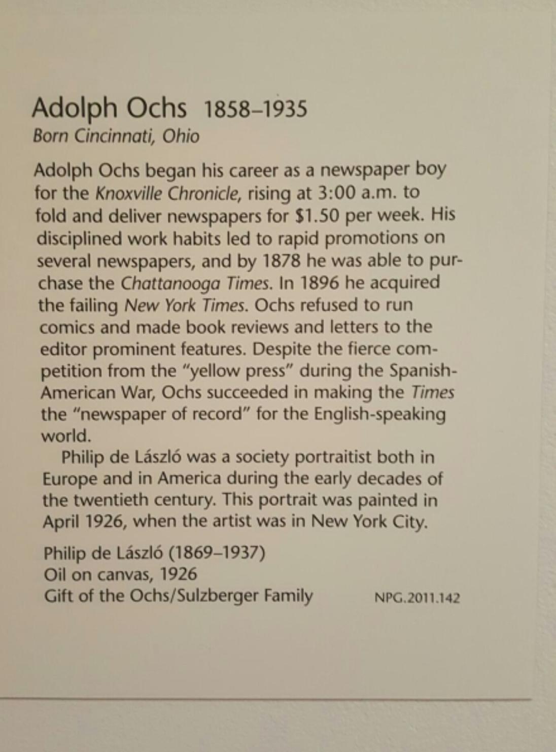 Ochs Bio: Screenshot from Smithsonian website