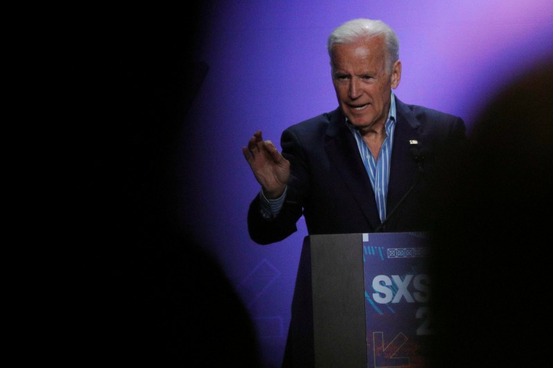 Former U.S. Vice-President Joe Biden speaks about the Biden Cancer Initiative at the South by Southwest (SXSW) Music Film Interactive Festival 2017 in Austin, Texas, U.S., March 12, 2017. REUTERS/Brian Snyder