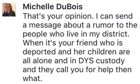 screenshot: Rep. Michelle DuBois Facebook