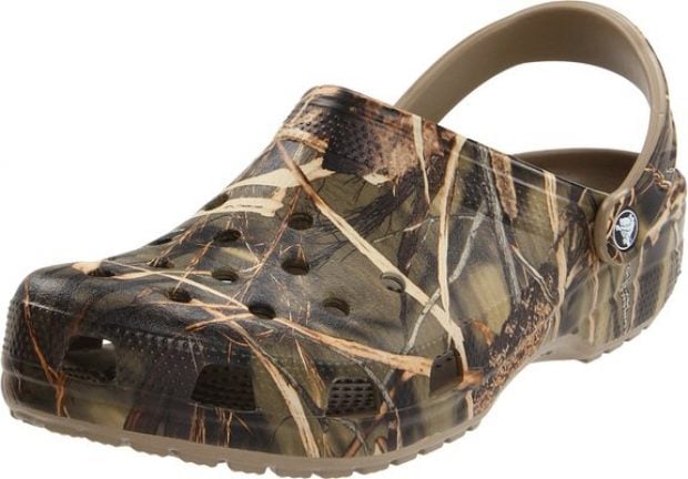 Normally $40, this pair of camo Crocs is 58 percent off today (Photo via Amazon)