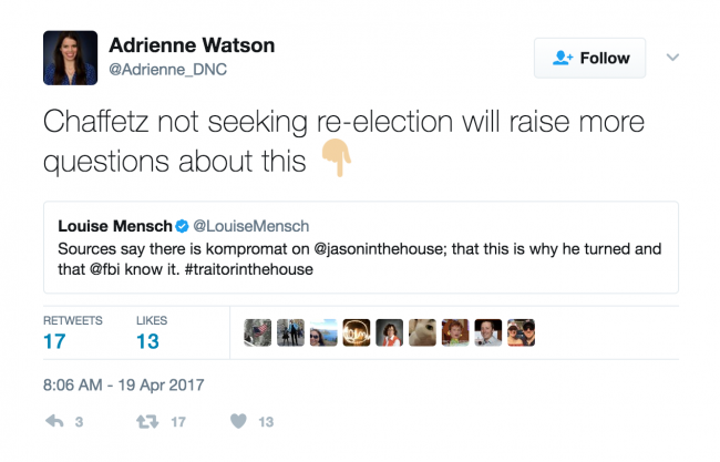 Screenshot of Adrienne Watson's tweet