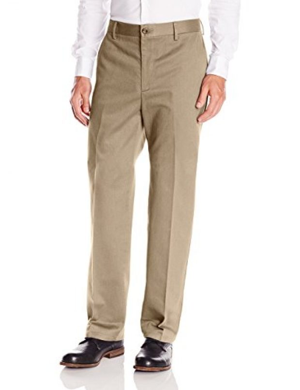 Normally $58, this pair of classic fit khakis is 66 percent off today. It is available in 11 different colors (Photo via Amazon)