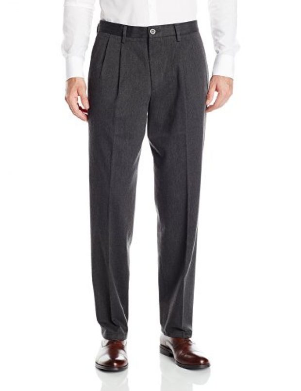 Normally $61, these classic fit pleated pants are 61 percent off today (Photo via Amazon)