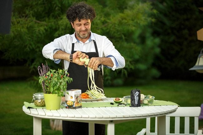 This guy is taking advantage of how healthy his "pasta" can be (Photo via Amazon)
