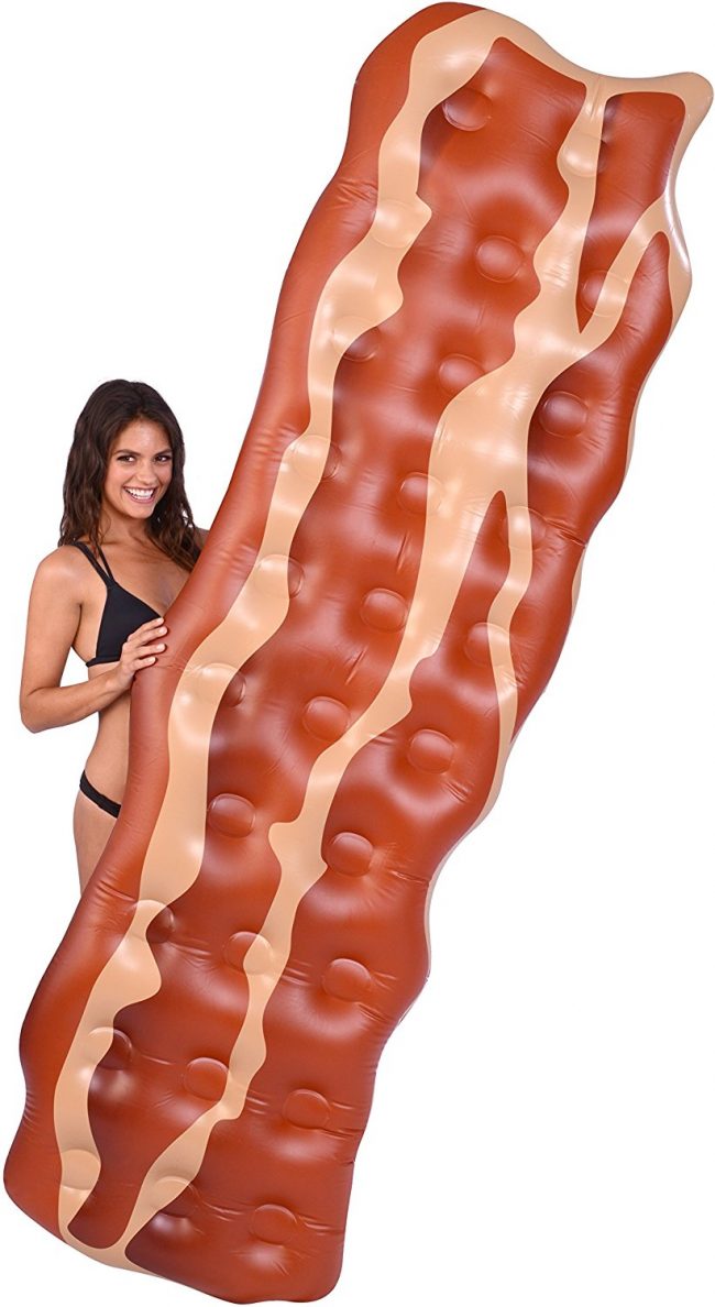 All the bacon fanatics these days are buying bacon inflatables (Photo via Amazon)