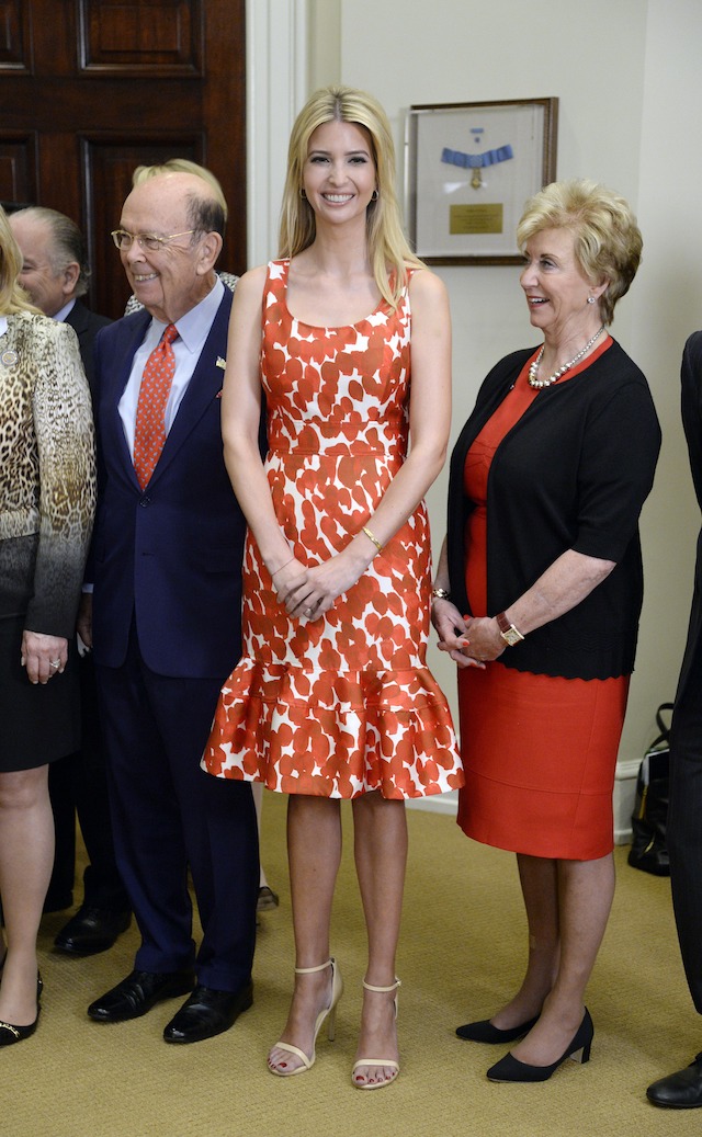 WASHINGTON - JUNE 15: Ivanka Trump attends the signing of an executive over by her father , U.S. President Donald Trump that aims to expand apprenticeships to train people for millions of unfilled skilled jobs. The order increases by double the funding for apprenticeship grants to $200 million by reallocating money from existing job-training programs. (Photo by Olivier Douliery-Pool/GettyImages