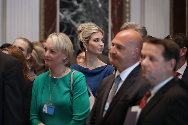 WASHINGTON, DC - JUNE 19: Ivanka Trump (C) attends the inaugural meeting of the American Technology Council with technology executives and leaders in the Indian Treaty Room at the Eisenhower Executive Office Building next door to the White House June 19, 2017 in Washington, DC. According to the White House, the council's goal is "to explore how to transform and modernize government information technology." (Photo by Chip Somodevilla/Getty Images)