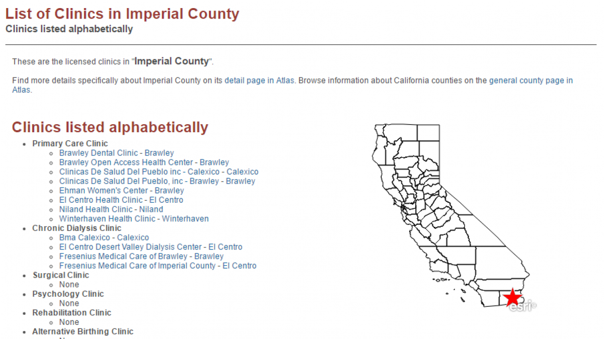Health Clinics In California/ Screenshot