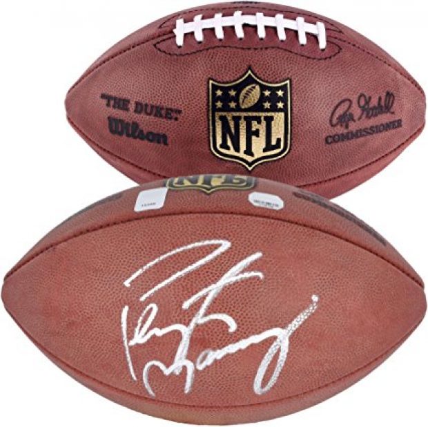 Normally $780, this Peyton Manning-autographed football is 51 percent off today (Photo via Amazon)