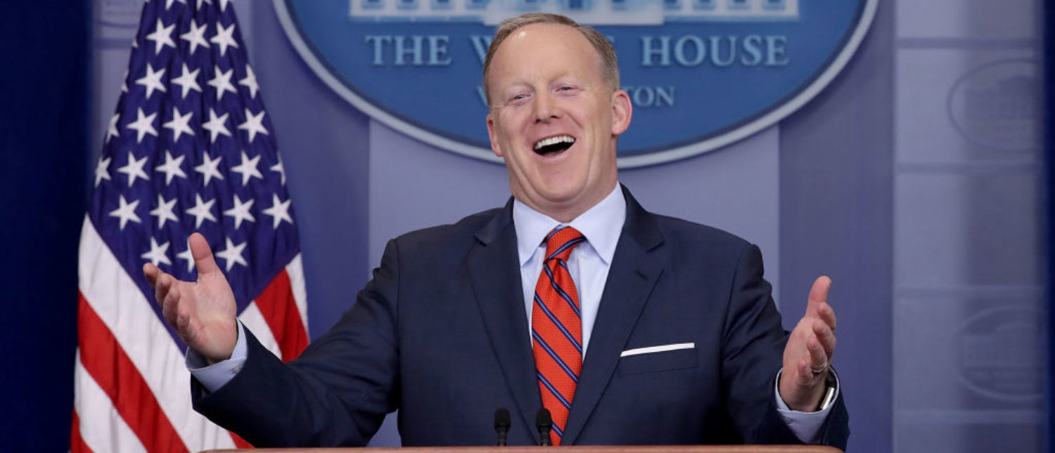 WASHINGTON, DC - APRIL 11: White House Press Secretary Sean Spicer answers reporters' questions during the daily news conference in the Brady Press Briefing Room at the White House April 11, 2017 in Washington, DC. Spicer said that different from Syrian President Bashar Al-Assad, Nazi leader Adolph Hitler did not use chemical weapons, saying, "I think when you come to sarin gas, he was not using the gas on his own people the same way that Assad is doing." (Photo by Chip Somodevilla/Getty Images)