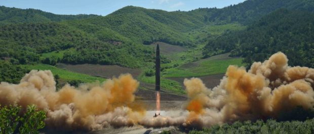 The intercontinental ballistic missile Hwasong-14 is seen during its test launch in this undated photo released by North Korea's Korean Central News Agency (KCNA) in Pyongyang, July, 4 2017. KCNA/via REUTERS