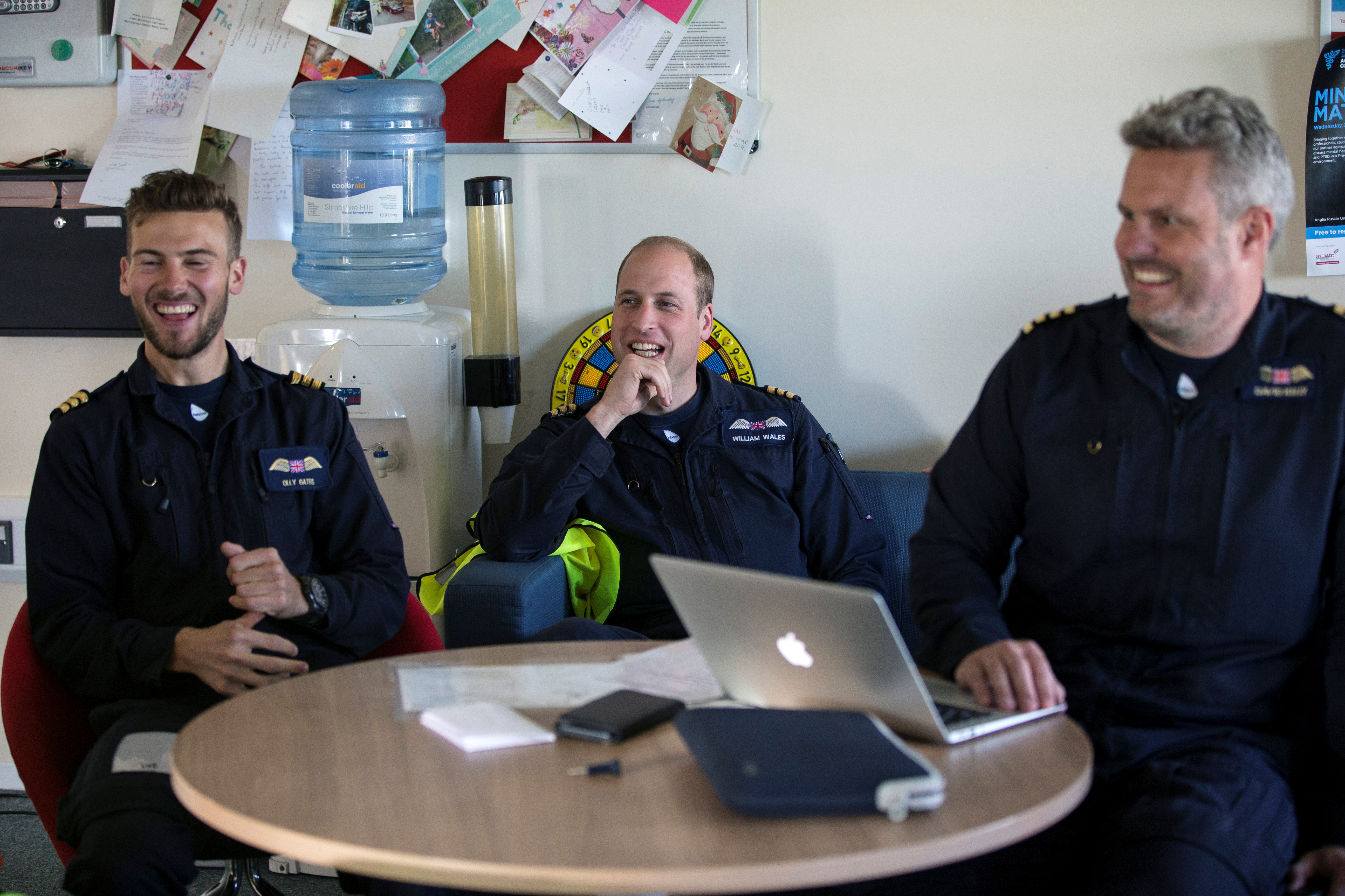Prince William in the briefing room during his final shift flying with the East Anglian Air Ambulance REUTERS/Heathcliff O'Malley/Pool 