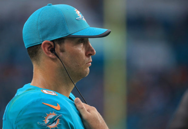 MIAMI GARDENS, FL - AUGUST 17: Jay Cutler #6 of the Miami Dolphins looks on during a preseason game against the Baltimore Ravens at Hard Rock Stadium on August 17, 2017 in Miami Gardens, Florida. (Photo by Mike Ehrmann/Getty Images)
