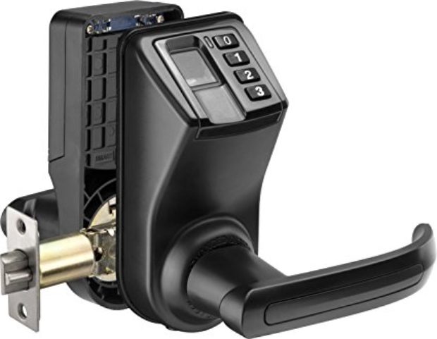 Normally $322, this biometric door lock handle is 64 percent off today (Photo via Amazon)