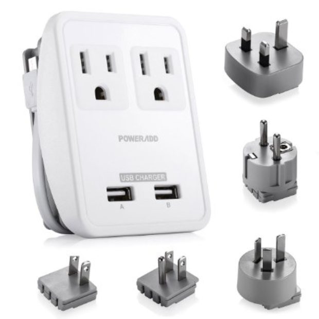 Normally $50, this international travel adapter is 62 percent off today (Photo via Amazon)