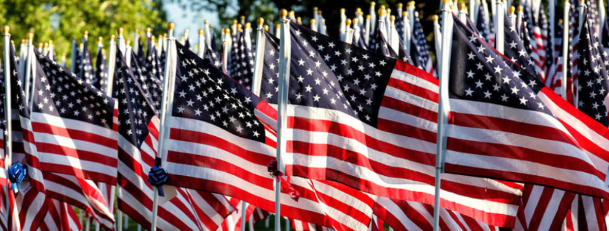 American flag display (Shutterstock/B Brown)
