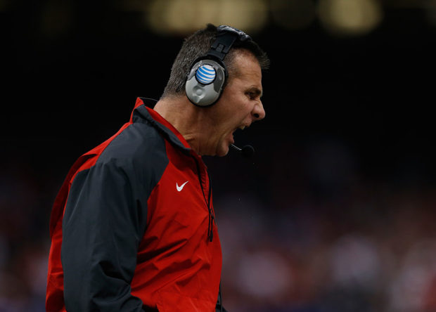 NEW ORLEANS, LA - JANUARY 01: Head coach Urban Meyer of the Ohio State Buckeyes shouts on the sidelines against the Alabama Crimson Tide during the All State Sugar Bowl at the Mercedes-Benz Superdome on January 1, 2015 in New Orleans, Louisiana. (Photo by Sean Gardner/Getty Images)