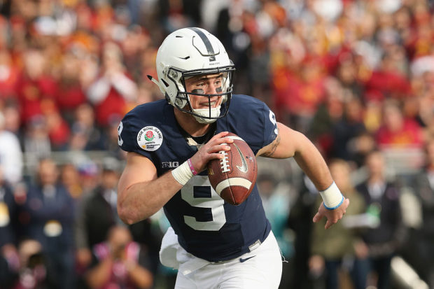 PASADENA, CA - JANUARY 02: Quarterback Trace McSorley #9 of the Penn State Nittany Lions looks to pass the ball against the USC Trojans during the 2017 Rose Bowl Game presented by Northwestern Mutual at the Rose Bowl on January 2, 2017 in Pasadena, California. (Photo by Stephen Dunn/Getty Images)