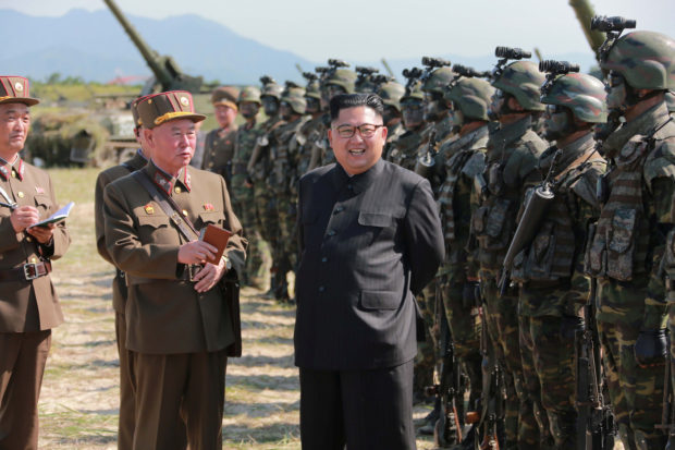 North Korean leader Kim Jong Un guides a target-striking contest of the special operation forces of the Korean People's Army (KPA) to occupy islands in this undated picture provided by KCNA in Pyongyang on August 25, 2017. KCNA via Reuters 