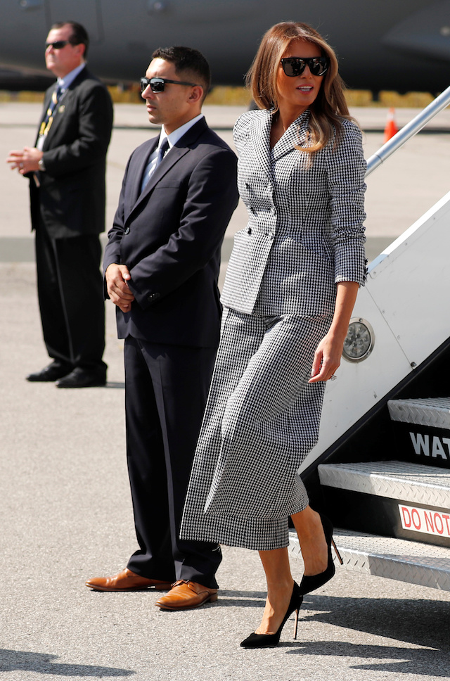 U.S. first lady Melania Trump arrives at Toronto Pearson International Airport to attend the opening ceremony of the Invictus Games in Toronto, Canada September 23, 2017. REUTERS/Jonathan Ernst