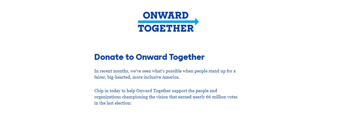 Onward Together webpage screenshot