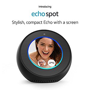 The Echo Spot is an alarm clock speaker that makes video calls. Will be released on December 19, but can be pre-ordered today (Photo via Amazon)